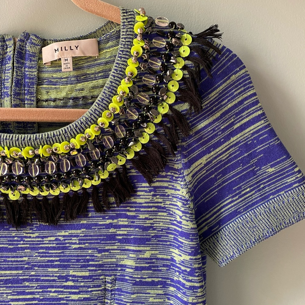 Milly Knit Blouse with Beaded and Tassel Embellished Collar - Picture 6 of 7